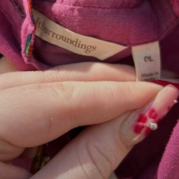 NWOT Soft Surroundings Silk Tunic PinRose Floral Print Blouse Petite Large 2AZ23 - Picture 7 of 12